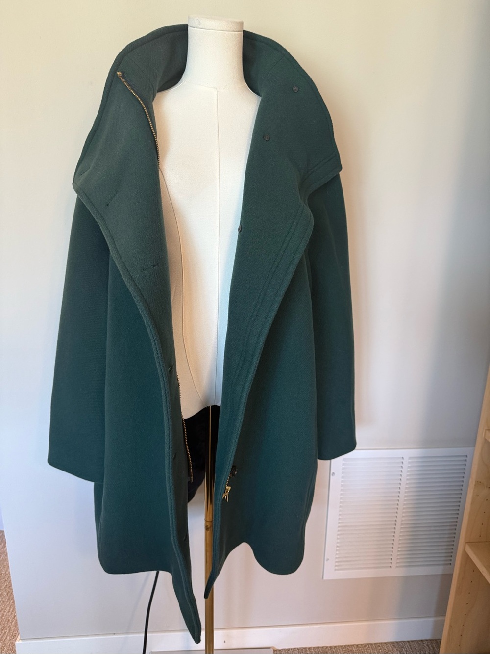 J. Crew Italian Stadium Cloth Wool Coat Forest Green Funnel Neck 18 Nello Gori - Picture 9 of 15